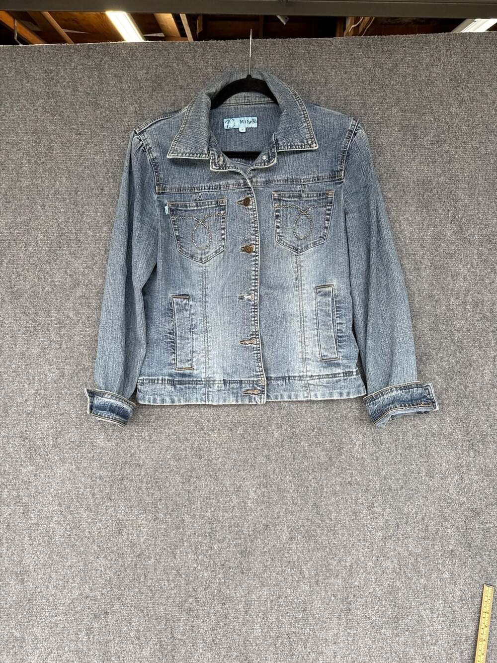 Duplex Midori Women's Denim Jacket with Decorative Pocket Stitching Size S